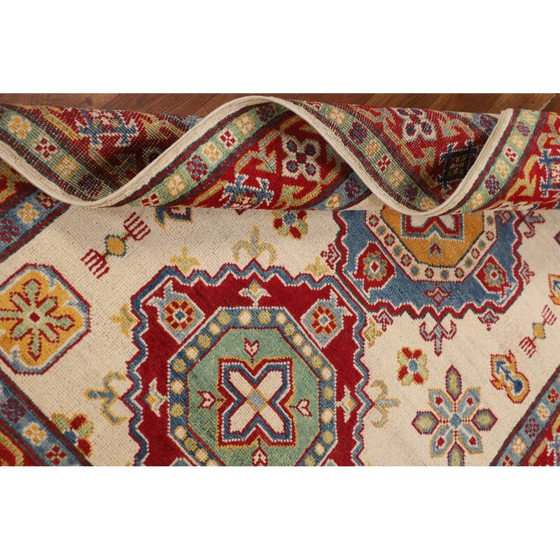 Kazak Area Rug Hand-Knotted Oriental Beige Wool Carpet - 4'0" x 6'0"