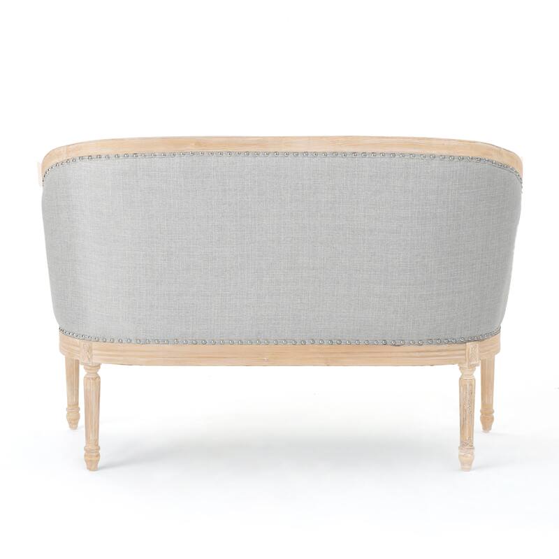 Light Gray Loveseat Sofa Couch Accent Sofa Couch with Scrolled Armrests