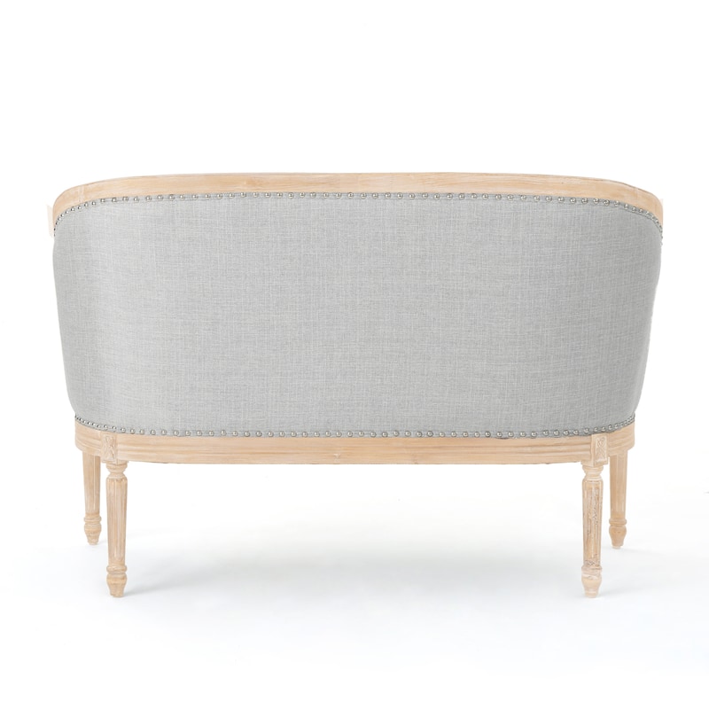 Roomfitters Tufted Barrel Accent Chair, Upholstered Living Room Armchair, Vintage Wooden Frame Seating