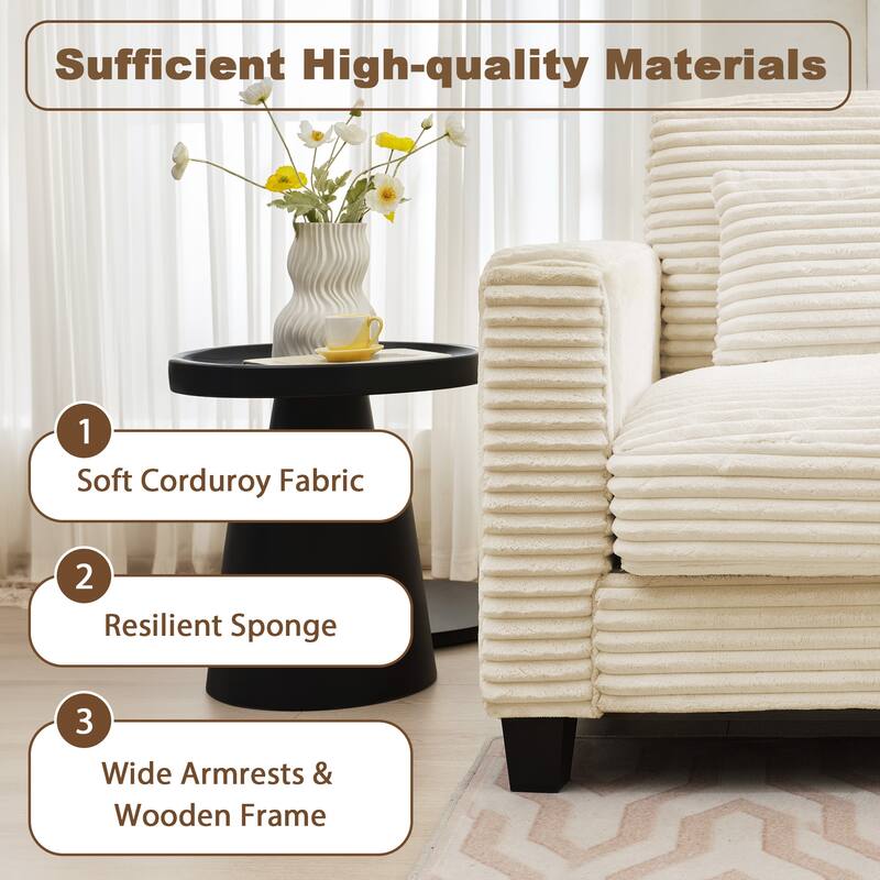 Multi-seat(3/4/5 seats) Corduroy Sectional Sofa, Modular Couch for Living Room & Business