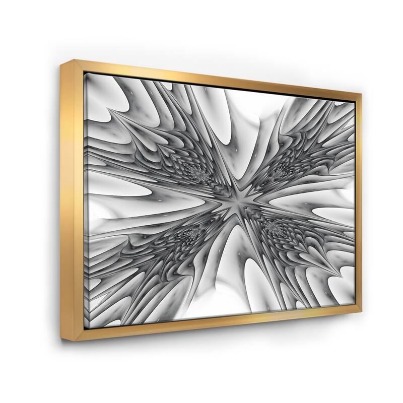 Designart "Fractal 3D Magical Depth" Abstract Framed Canvas Art Print - 20 in. wide x 12 in. high - Gold