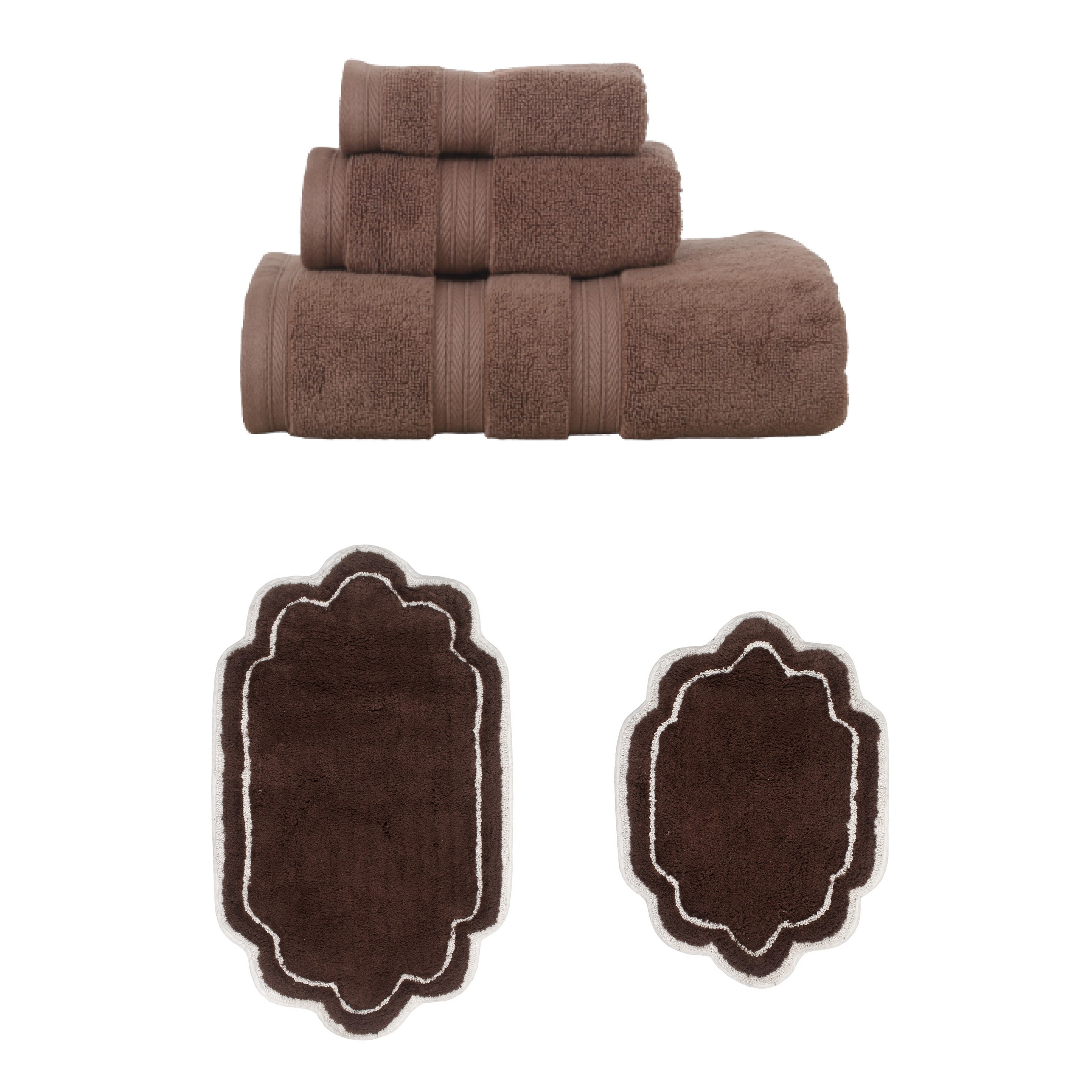 Home Weavers Allure Collection 100% Soft Cotton Super Absorbent 3 Pcs Towel Set & 2 Pc Bath Rug Set, Machine Wash (Set of 5)