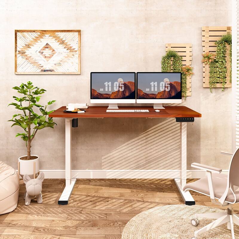 FLEXISPOT 55 x 28 Home Office Standing Desk Electric Height Adjustable Desk with LED Memory Control