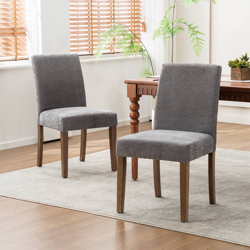 Upholstered Modern Dining Chairs, Linen Fabric Side Chairs Set of 2