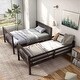preview thumbnail 20 of 18, Slat Design Twin over Full Bunk Bed with Angled Ladder in Dark Walnut