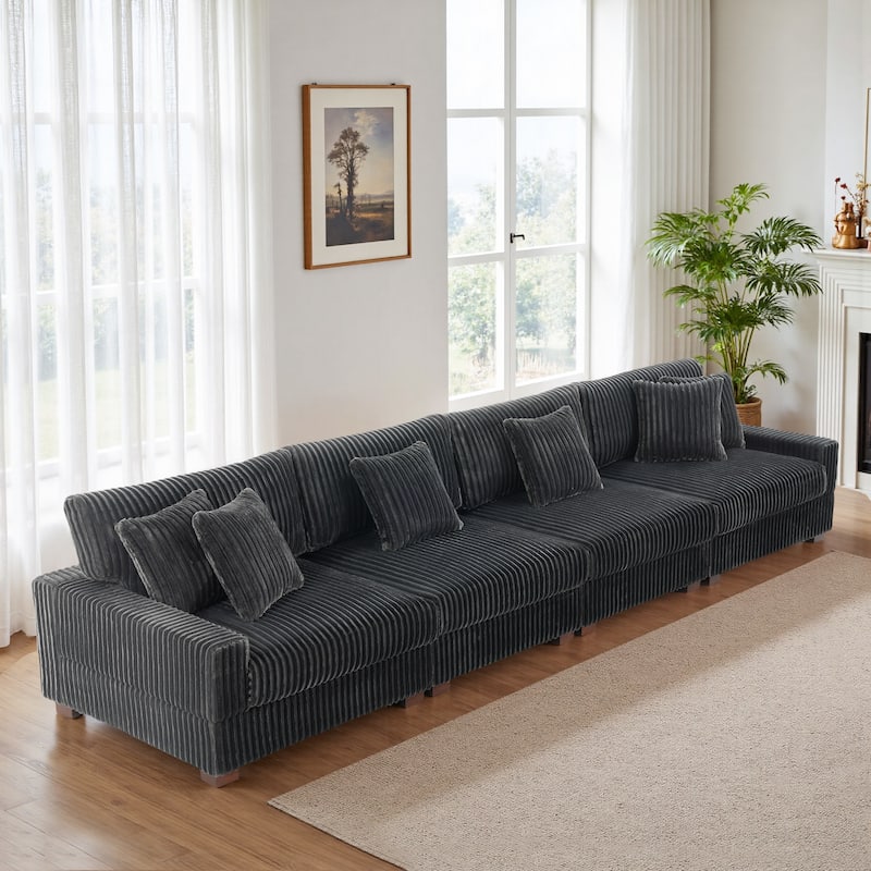 Anne 150" W Oversized Upholstered Modular Sectional Sofa - Grey-Type 3 - Symmetrical
