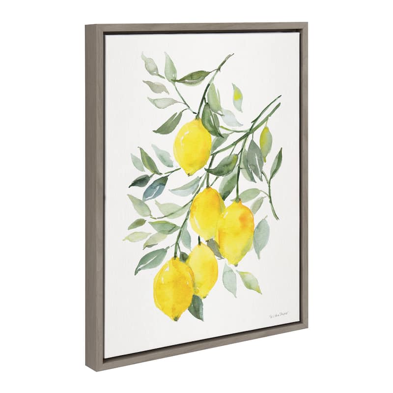 Kate and Laurel Sylvie Lemon Citrus Framed Canvas by Patricia Shaw - 18x24 - Plastic - Grey