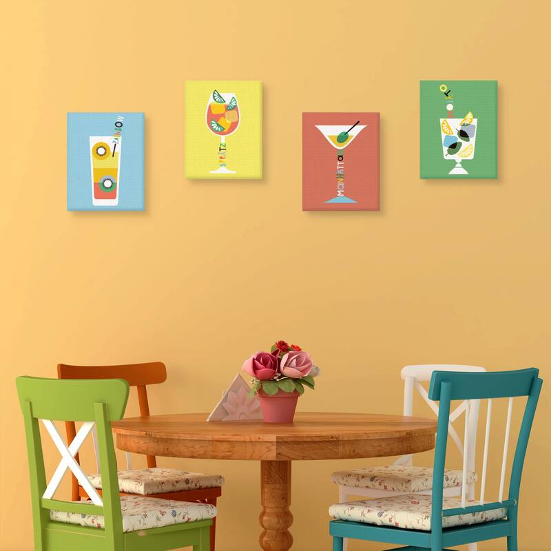 Stylish Cocktail by Sophie Ledesma Set of 4 by Sophie Ledesma Canvas Art Prints