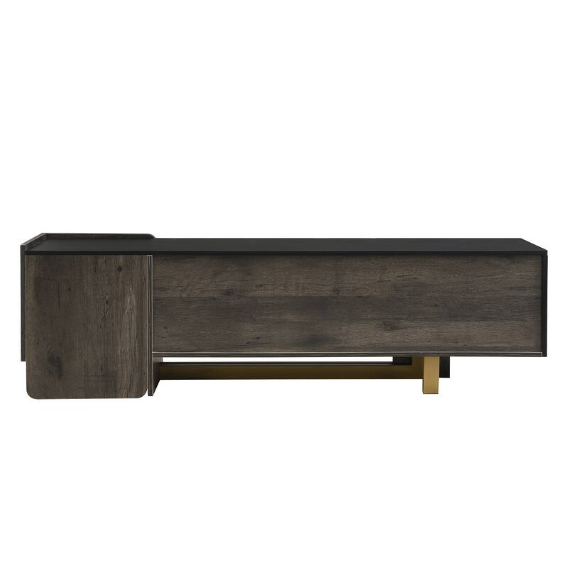 66.7" Light Luxury TV Stand for TVs up to 70 Inches, Modern TV Cabinet with Metal Legs,1 Drawer, 2 Cabinets