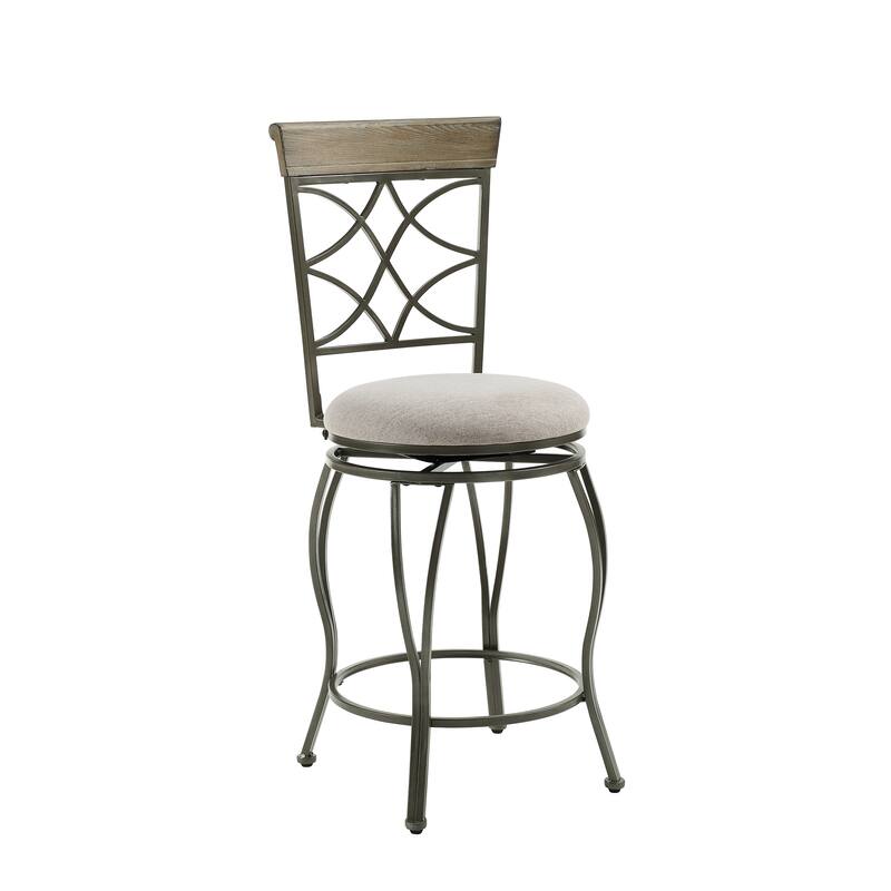 Linon Winding Trails Metal/Wood 25-Inch Swivel Counter Stool