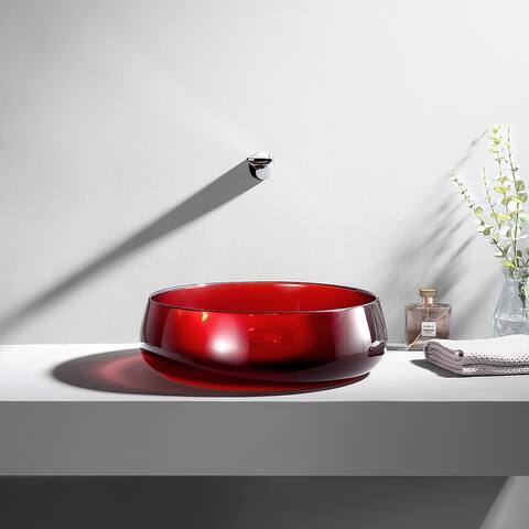 Modern Red Crystal Vessel Resin Solid Surface Bathroom Sink - D15.7