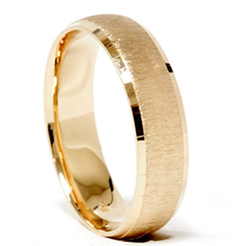 Bliss Diamond Mens Yellow Gold Wedding Ring Brushed Band New