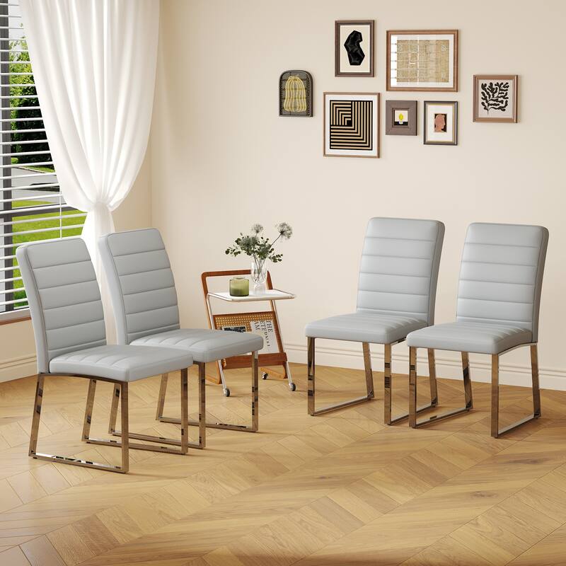 Roomfitters Modern Dining Chairs with Thick Cushion and Iron Frame, Heavy Duty, Set of 2/4 - Gray (Set of 4)