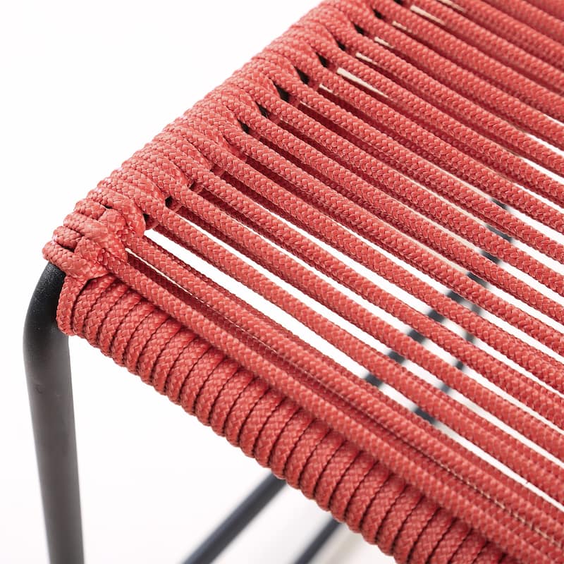 Shasta Black Metal and Rope Indoor Outdoor Patio Counter Height Chairs - Set of 2 - Counter Height