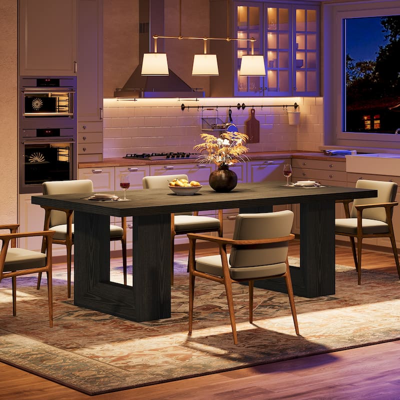 Dining Table for 6 People, 63'' Rectangular Kitchen Table with Strong Geometric Legs