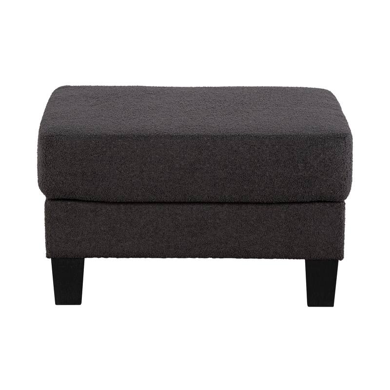 Modern Black Fabric Ottoman with Storage Function
