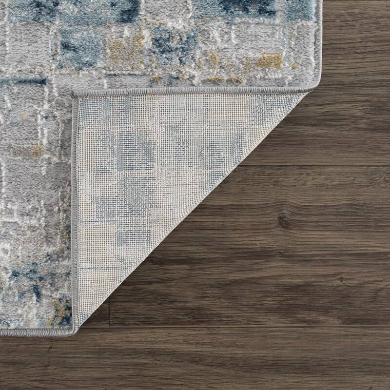 Hauteloom Liverpool Collection Modern Abstract Contemporary Square Tile Area Rug