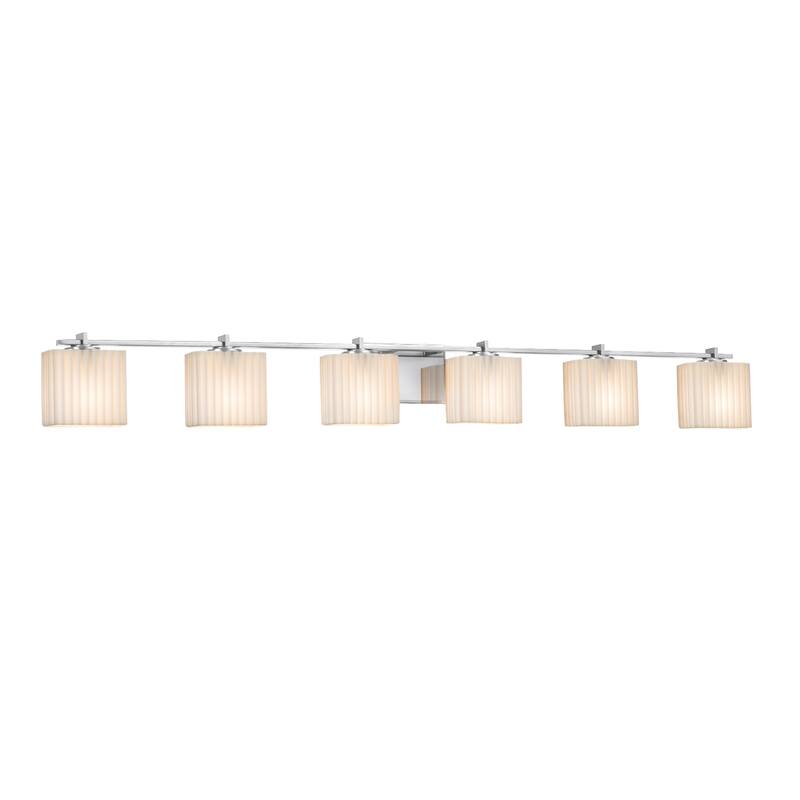 Justice Design Porcelina Era 6-light Polished Chrome Bath Bar, Rectangle Pleats Impressions - Polished Chrome