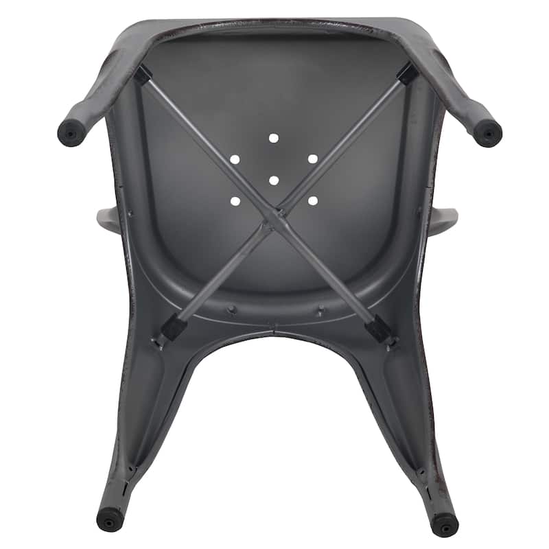 Distressed Metal Indoor/ Outdoor Stackable Chair