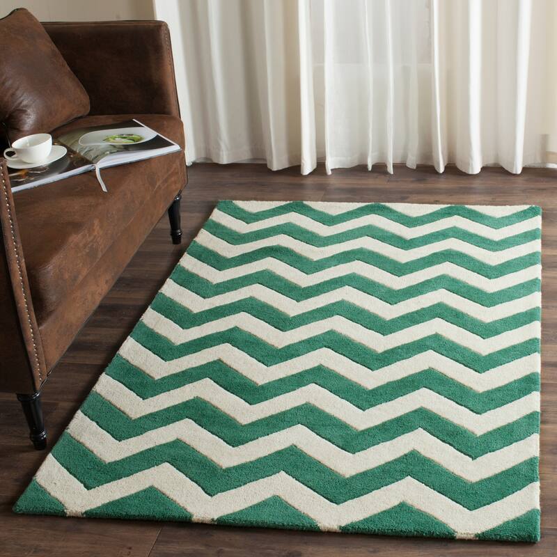 SAFAVIEH Handmade Chatham Traudel Modern Moroccan Wool Rug - 4' x 6' - Teal/Ivory