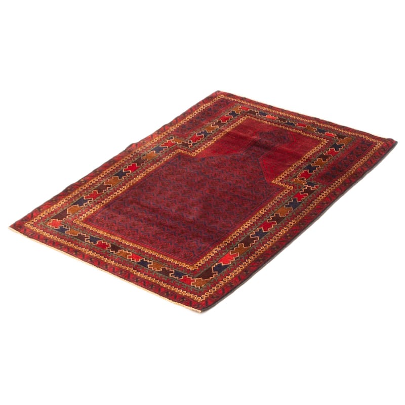 Teimani Burgundy Rug 3'1" x 4'9" - 3'1 x 4'9