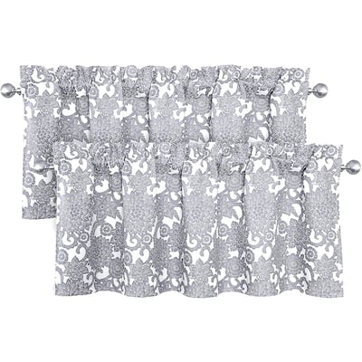 DriftAway Daisy Dahlia Blooming Flower Floral Lined Window Curtain Valance 2 Pack