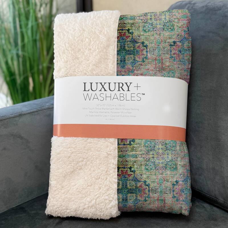 Premium Machine Washable Boho Imprints Sherpa Throw Blanket