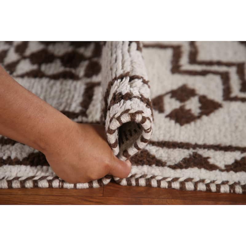 Geometric Anatolian Turkish Runner Rug Handmade Beige Wool Carpet - 3'1"x 11'6"
