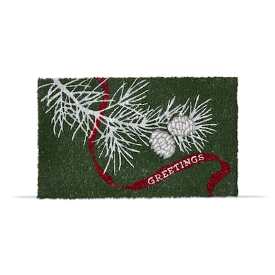 1'6" x 2'6" Holiday Greetings Coir Mat Rectangle Indoor and Outdoor Coir Door Welcome Mat