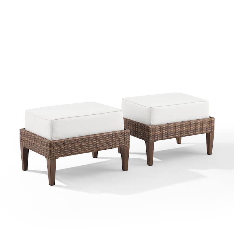 Crosley Capella Outdoor Wicker Ottoman (Set of 2) - 18"x25.75"x17.5"
