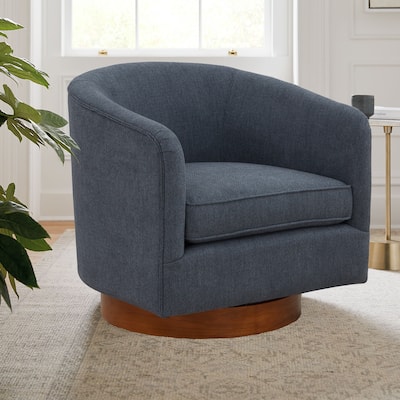 Maxine Chenille Fabric Wood Base Swivel Accent Chair by Greyson Living - 28.5"W x 28.75"D x 28"H