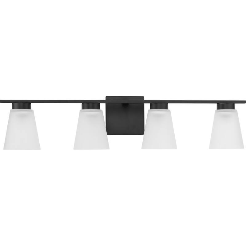 Tanner Collection Four-Light Matte Black Transitional Vanity Light - 31.12 in x 6.5 in x 7.12 in - 31.12 in x 6.5 in x 7.12 in