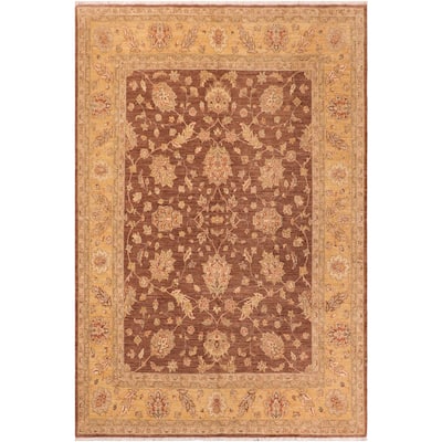 Classic Ziegler Allyson Brown Gold Hand-knotted Wool Rug - 7 ft. 10 in. x 10 ft. 1 in.