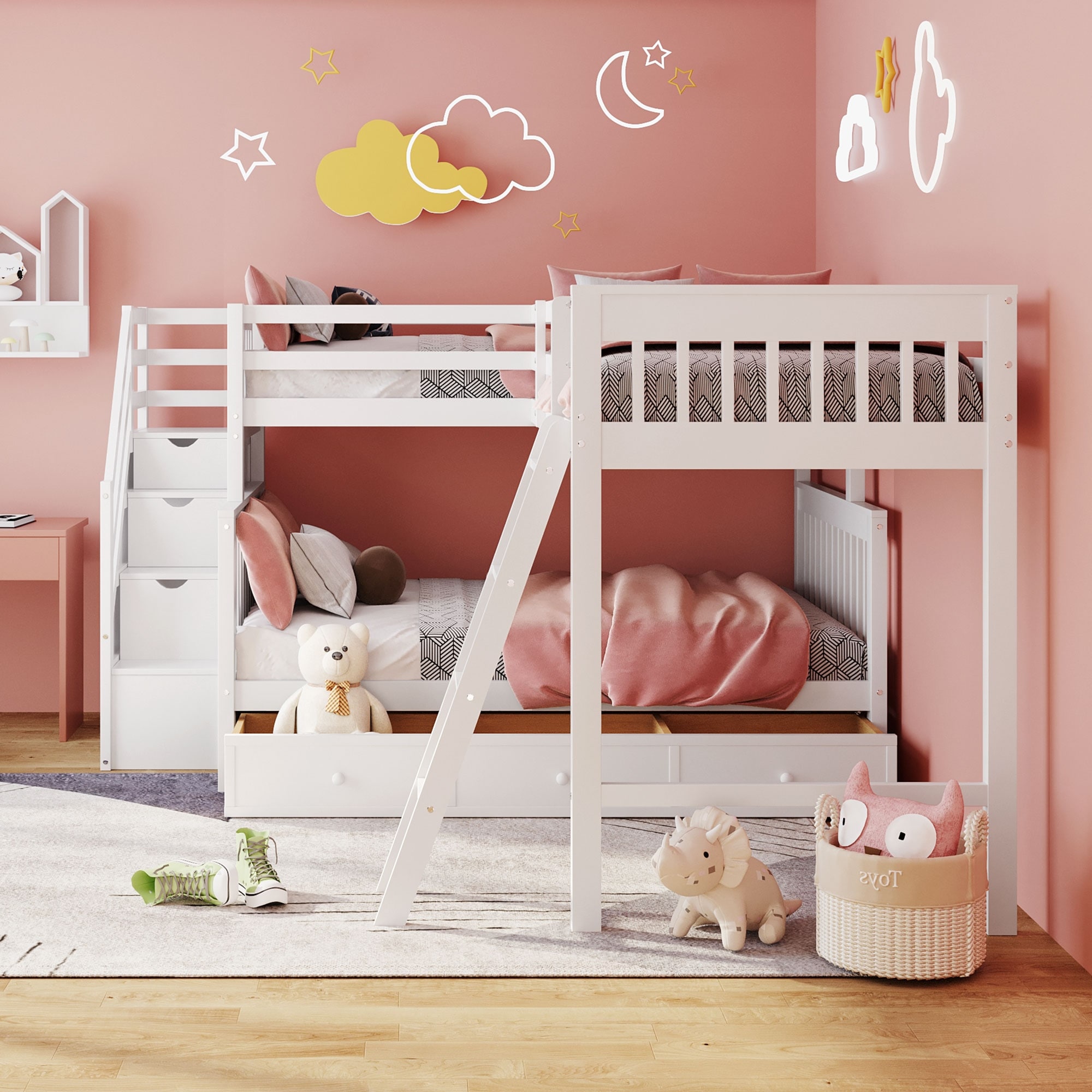 L shaped bunk beds with drawers hotsell
