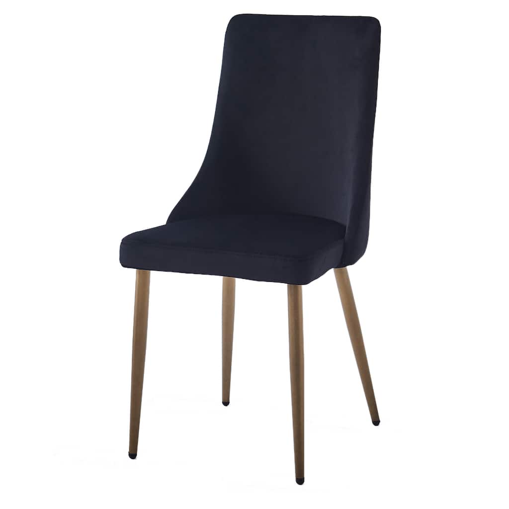 Mid-Century Velvet and Metal Dining Chair, Set of 4 - Black and Aged Gold