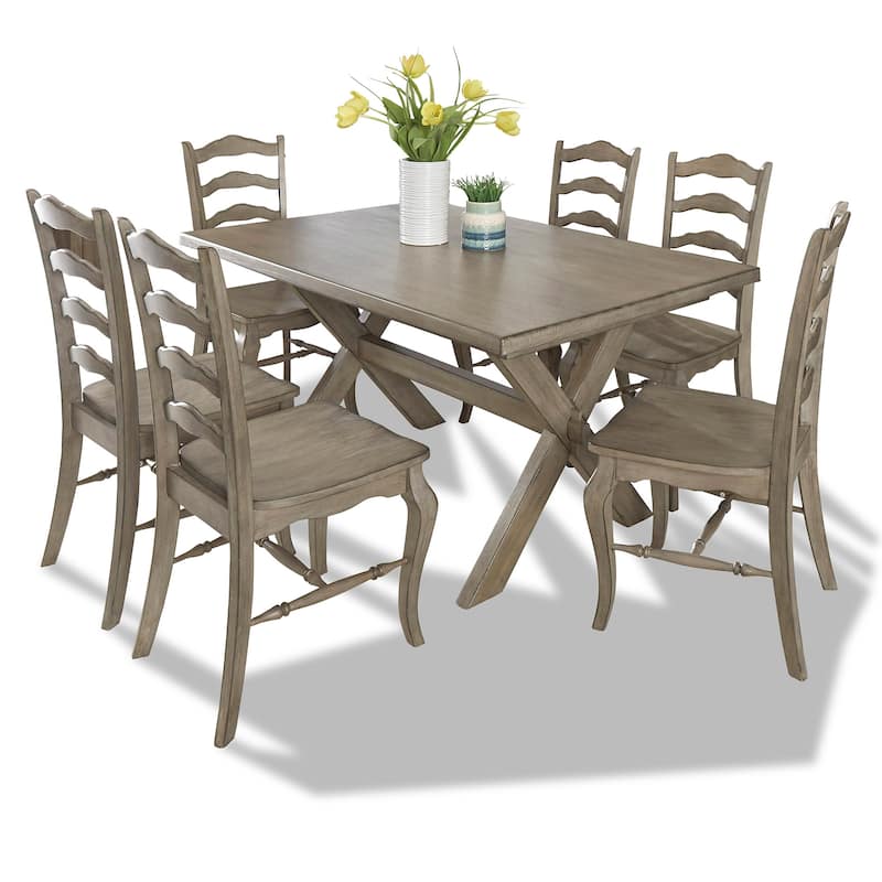 Homestyles Mountain Lodge Gray Wood 7 Piece Dining Set - 60" x 38" x 30" - Gray