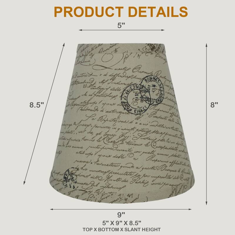 Many Selections Table Lamp Shade, 5 inch Top, 9 inch Bottom, 8.5 inch Slant