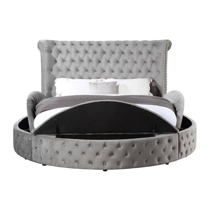 Rufus Grey Platform Bed with Storage