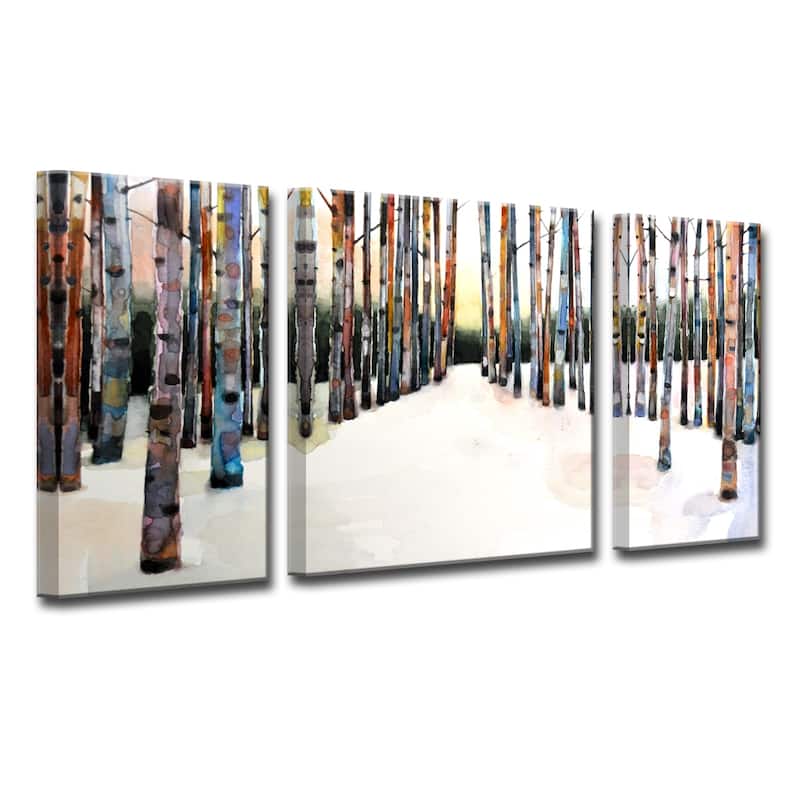 'Painted Winter Grove' 3 Piece Wrapped Canvas Wall Art Set by Norman Wyatt Jr.