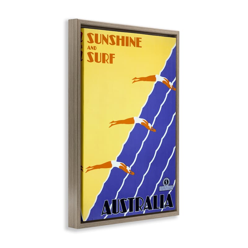 Stupell Sunshine & Surf Australia Framed Floater Canvas Wall Art Design By Marcus Jules
