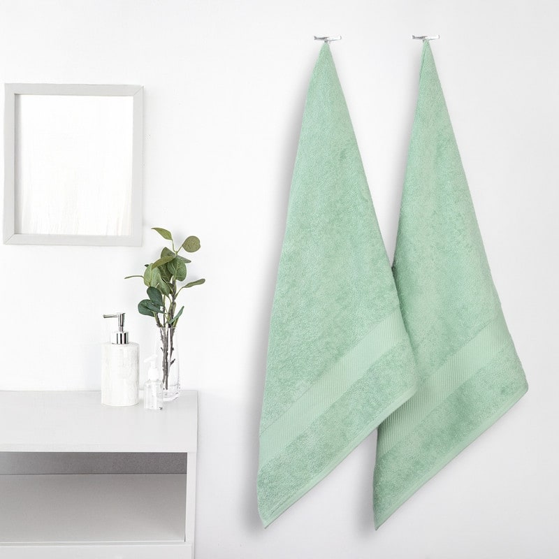 Superior Kendell Egyptian Cotton Solid Medium Weight Bath Towel Set of 2 - Sea Foam