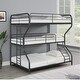 preview thumbnail 1 of 8, Black Full over Twin over Full Metal Triple Bunk Bed with Ladder Black