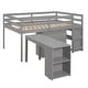 preview thumbnail 33 of 37, Low Loft Bed Full Size Platform Bed with Rolling Portable Desk, Cabinet, Shelves and Drawers, Multiple Functions Storage Bed