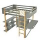 preview thumbnail 7 of 10, Twin Size Wood Loft Bed With Built-in Storage Cabinet and Cubes, Foldable desk