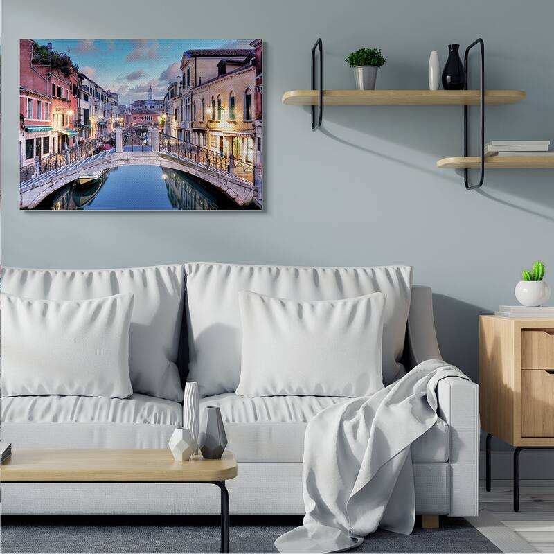 Stupell Traditional Venice Cityscape Canal Bridge Architecture Canvas Wall Art