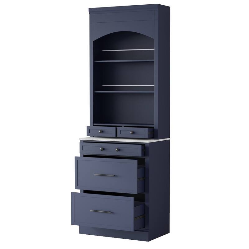 Modern Freestanding Tall Kitchen Pantry Kitchen Hutch with Storage Drawers and Adjustable Shelf