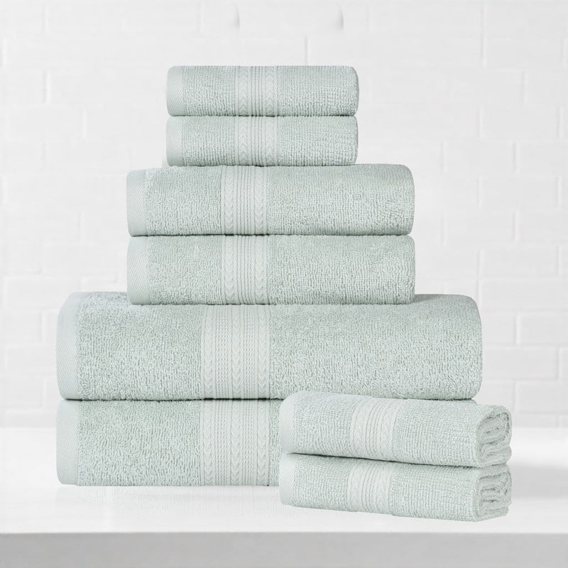 Superior Eco-Friendly Cotton 8-Piece Towel Set - Aqua Marine
