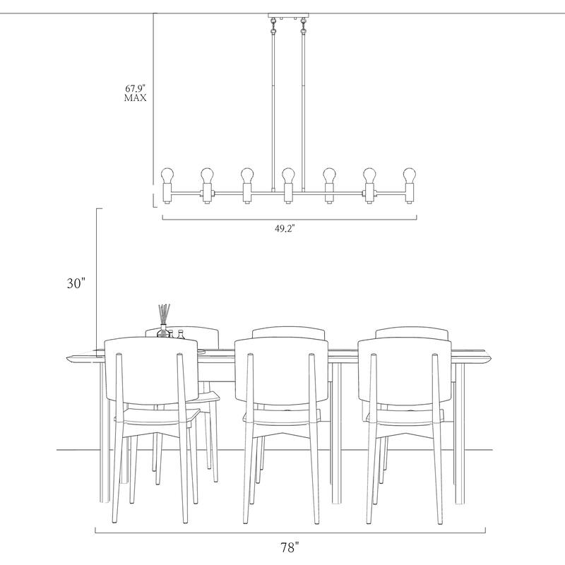 Oversized Modern Farmhouse Black 10-Light Large Island Exposed Bulb Linear Dining Room Chandelier