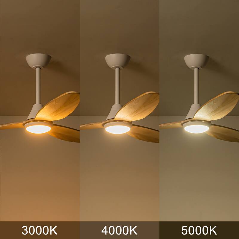 C Cattleya 48" 3 Blades DC Motor Plywood Integrated LED Ceiling Fan with Selectable Color Temperature and Remote Control