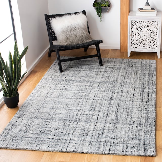 SAFAVIEH Handmade Abstract Nettie Modern Viscose Rug - 2' x 3' - Grey/Black